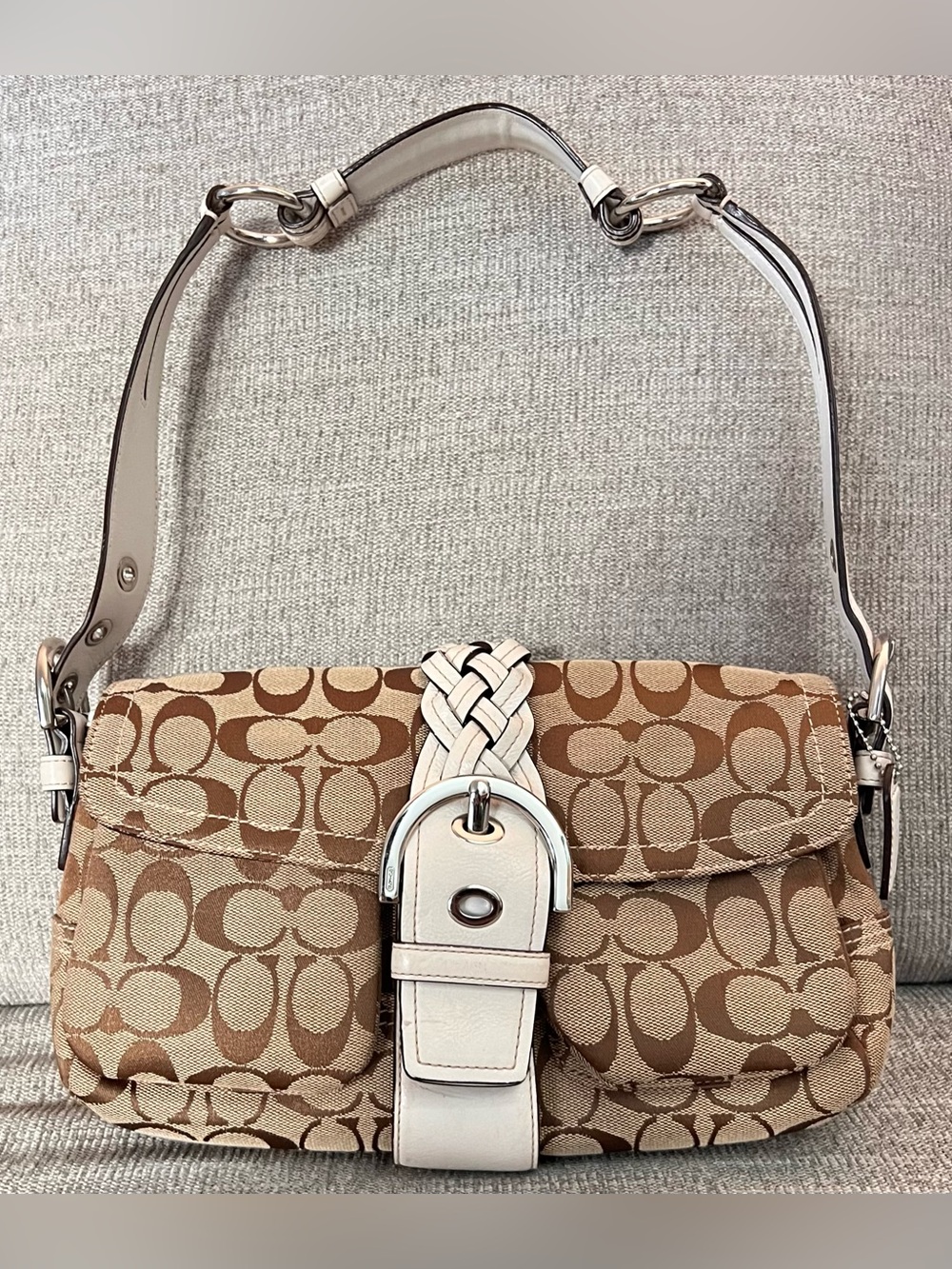 Coach Signature Jacquard Soho Flap Shoulder Bag
